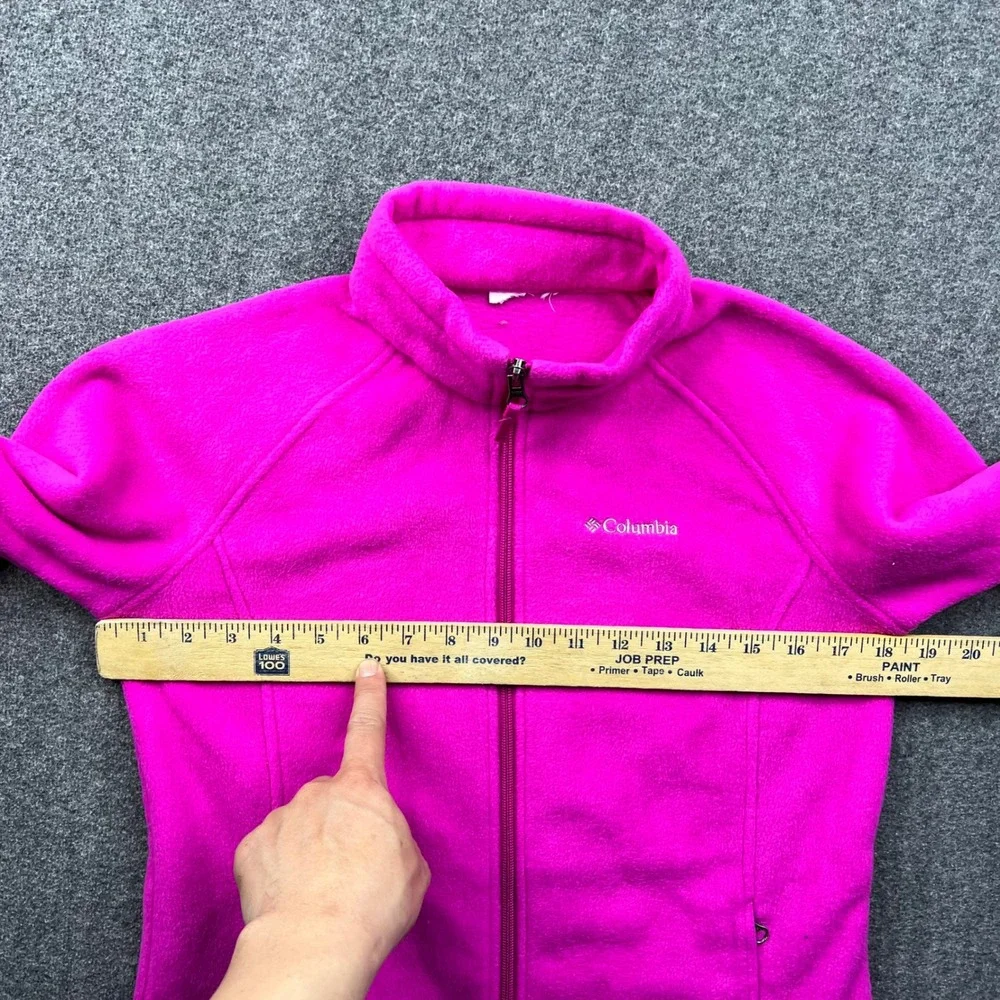 Columbia Fleece Jacket Girls L? Pink Full Zip Mock Neck Raglan Sleeve 3185